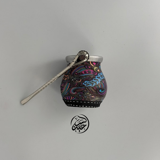 Mate cup and straw كاسة ومصاصة متة مزخرفة - بهارات و عطارة السعيد