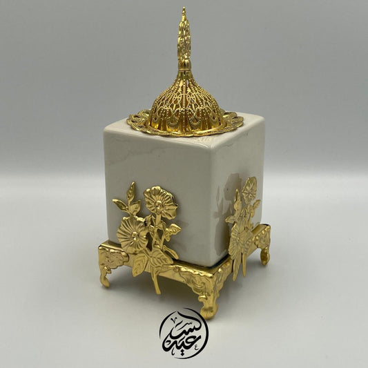 golden rose figure marble incense burner مبخرة رخامية وردة - بهارات و عطارة السعيد