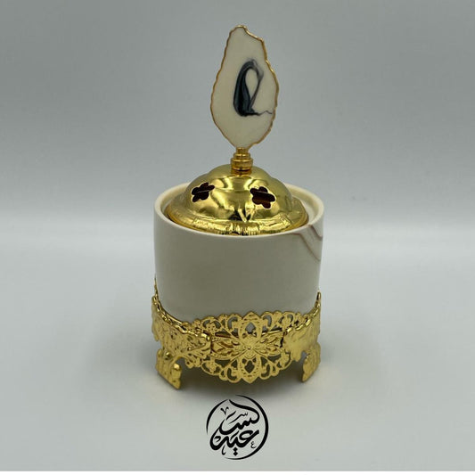 Cylindrical Marble Incense Burner مبخرة رخام اسطواني - بهارات و عطارة السعيد